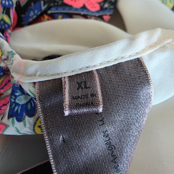 NEW Moon Collection Blouse Top Cold Shoulder Semi Sheer Artsy Floral Size XL - Picture 9 of 11